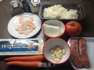 鲜虾香肠芝士焗饭的做法